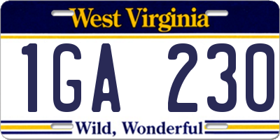 WV license plate 1GA230