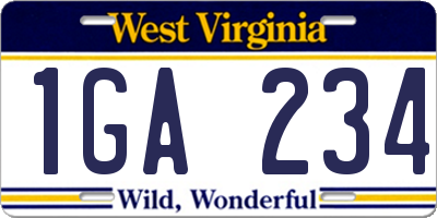 WV license plate 1GA234