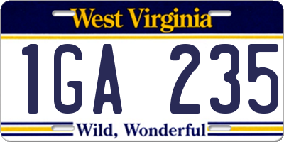 WV license plate 1GA235