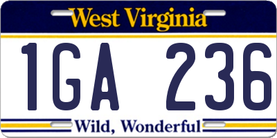 WV license plate 1GA236