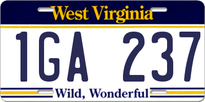 WV license plate 1GA237