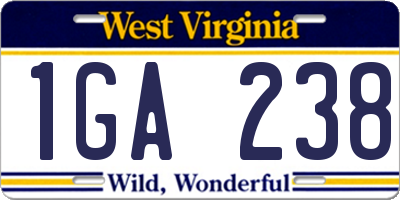 WV license plate 1GA238