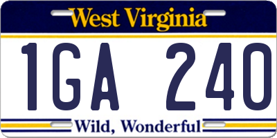 WV license plate 1GA240