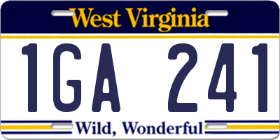 WV license plate 1GA241