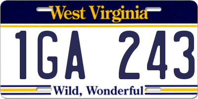 WV license plate 1GA243