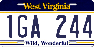 WV license plate 1GA244