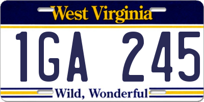 WV license plate 1GA245