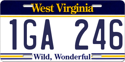 WV license plate 1GA246