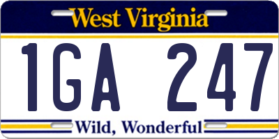WV license plate 1GA247