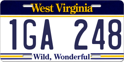 WV license plate 1GA248