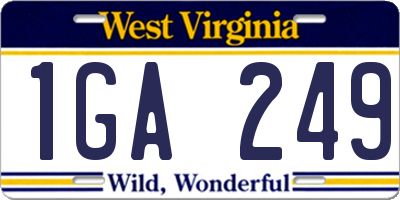 WV license plate 1GA249
