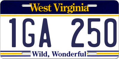 WV license plate 1GA250
