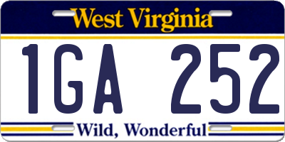 WV license plate 1GA252