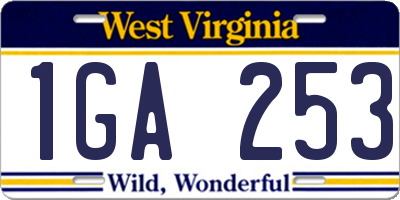 WV license plate 1GA253