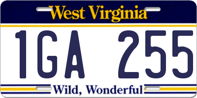 WV license plate 1GA255
