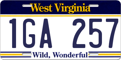 WV license plate 1GA257