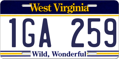 WV license plate 1GA259