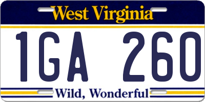 WV license plate 1GA260