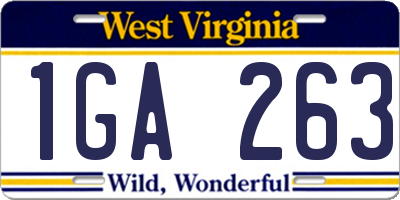 WV license plate 1GA263