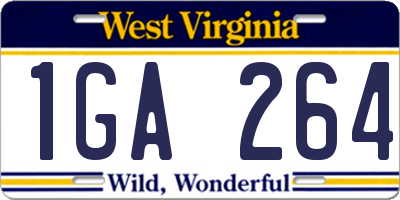 WV license plate 1GA264