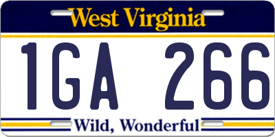 WV license plate 1GA266