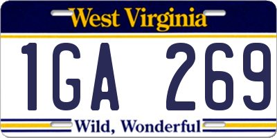 WV license plate 1GA269