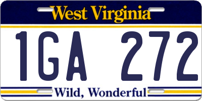 WV license plate 1GA272