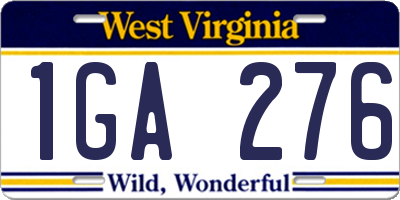 WV license plate 1GA276