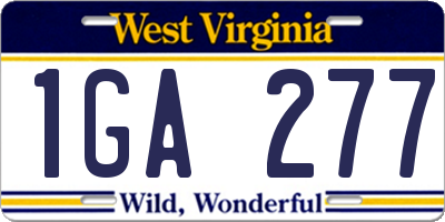 WV license plate 1GA277
