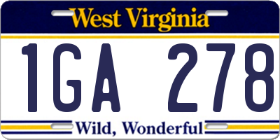 WV license plate 1GA278