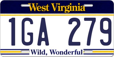 WV license plate 1GA279