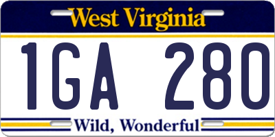 WV license plate 1GA280