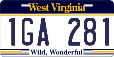 WV license plate 1GA281