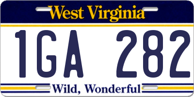 WV license plate 1GA282