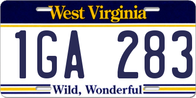 WV license plate 1GA283