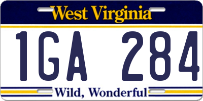 WV license plate 1GA284