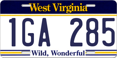 WV license plate 1GA285