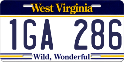 WV license plate 1GA286