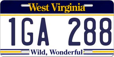 WV license plate 1GA288