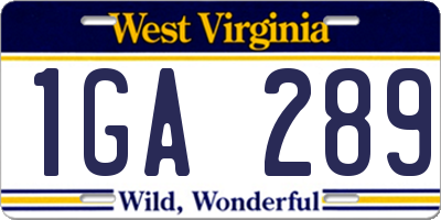 WV license plate 1GA289