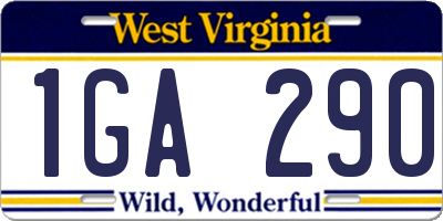 WV license plate 1GA290