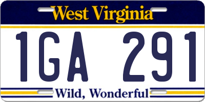 WV license plate 1GA291