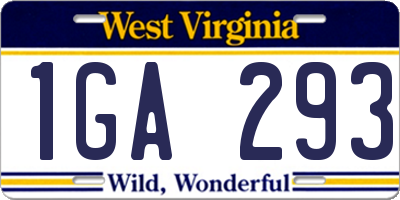 WV license plate 1GA293