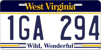 WV license plate 1GA294