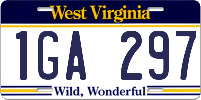 WV license plate 1GA297