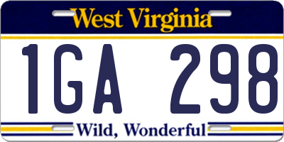 WV license plate 1GA298