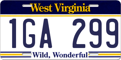 WV license plate 1GA299