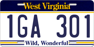 WV license plate 1GA301