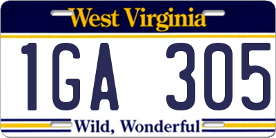WV license plate 1GA305