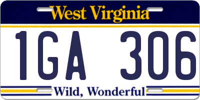 WV license plate 1GA306